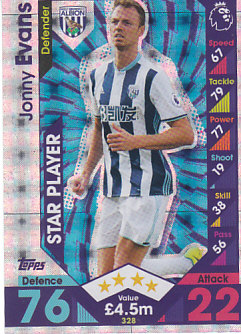 Jonny Evans West Bromwich Albion 2016/17 Topps Match Attax Star Player #328